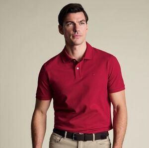 NWT Charles Tyrwhitt Pique Red Polo